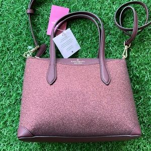 Kate Spade K4625 Small Glitter Fabric Satchel Crossbody Handbag In Deep Nova